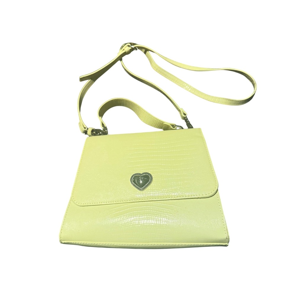Betsey Johnson Yellow‎ Lizard Embossed Heart Logo Crossbody Handbag Satchel Bag